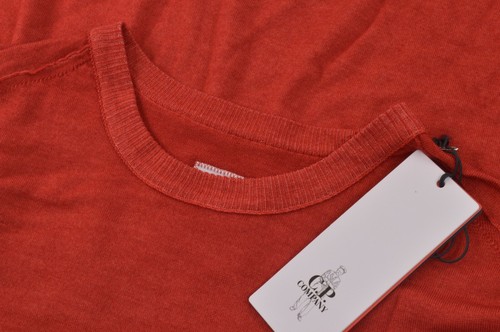 C.P. Company NWT Crew Neck Sweater Size 50 M In Solid Orange Garment Dyed Wool
