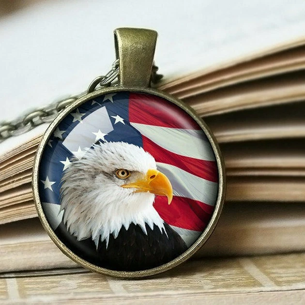 American Eagle Flag Necklace Eagle Pendant Patriotic Necklace