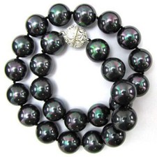 8mm 10mm 12mm 14mm Rainbow Black South Sea Shell Pearl Necklace 18-36 Inch