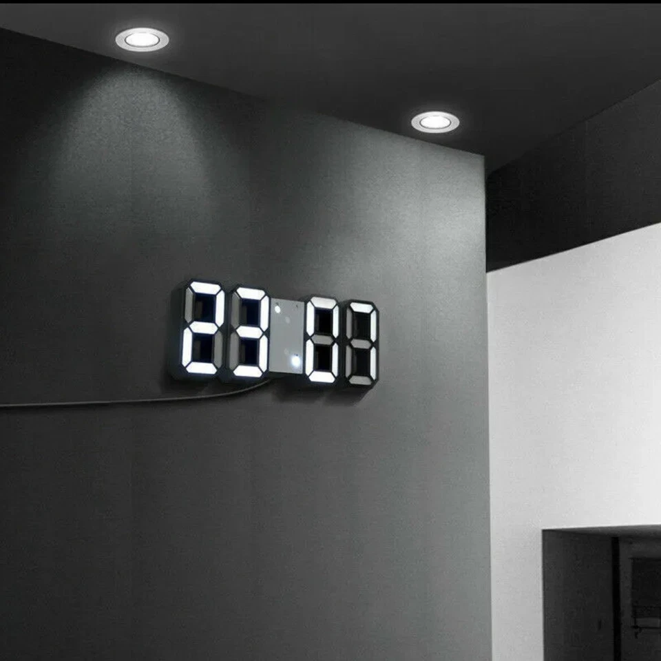 3D LED Night Wall Clock Digital Alarm Watch Display Temperature Modern Gift UK - Image 3 of 4