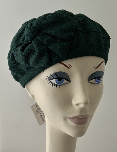 Cappello Berretto Designer IMAGA Nuovo con etichette Tessuto VERDE SCURO • Foderato - Foto 2 di 2