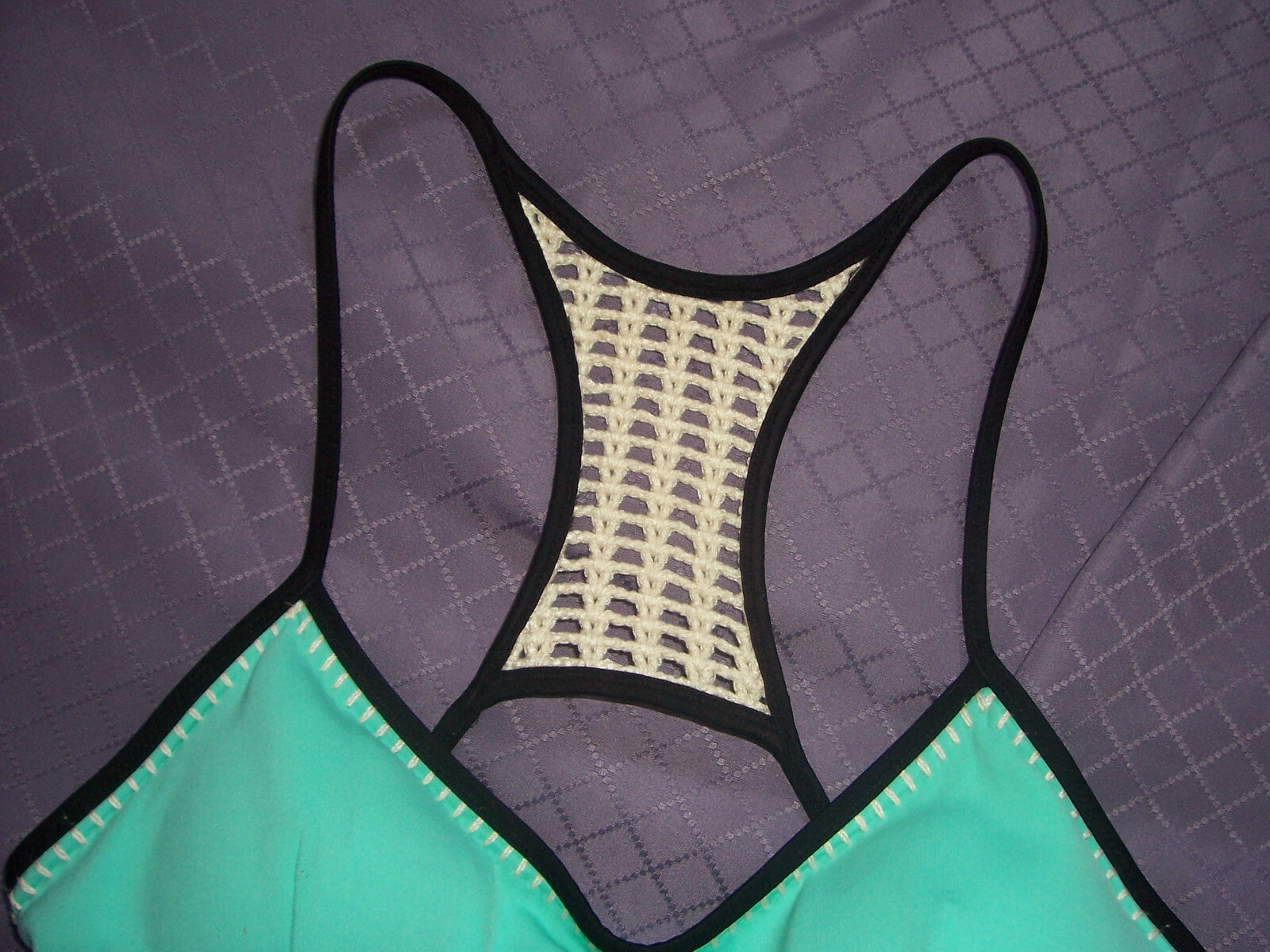 Victorias Secret Pink Logo Crop Sports Bra Racer Back Crochet S/P