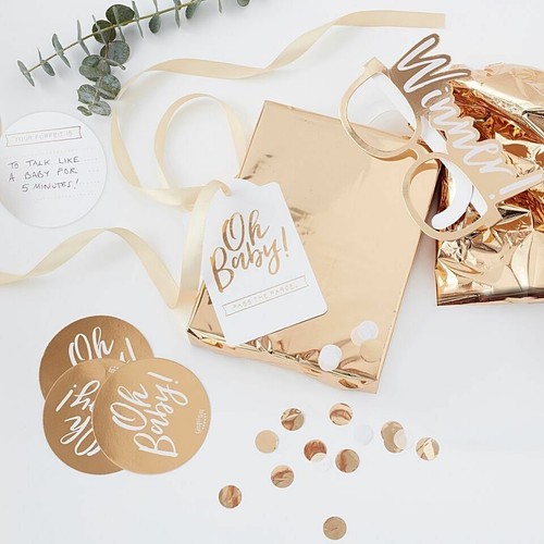 Oh Baby Shower Party Tableware Decoration Gold Foiled Christening Gender Reveal - Picture 26 of 28