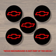 Chevrolet Chevy Bowtie Wheel Center Cap Overlay x5, Vinyl Decal Sticker