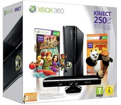 Xbox 360 - Konsole Slim 250GB #Kinect Adventures - Kung Fu Panda 2 Edt. mit OVP