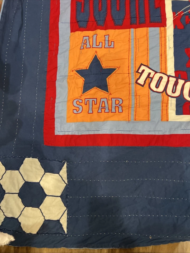 VTG Citrco Blue Sports Quilt Twin Size Filling Very Soft All Star 1 Sham 1 Quilt - Image 4 of 4