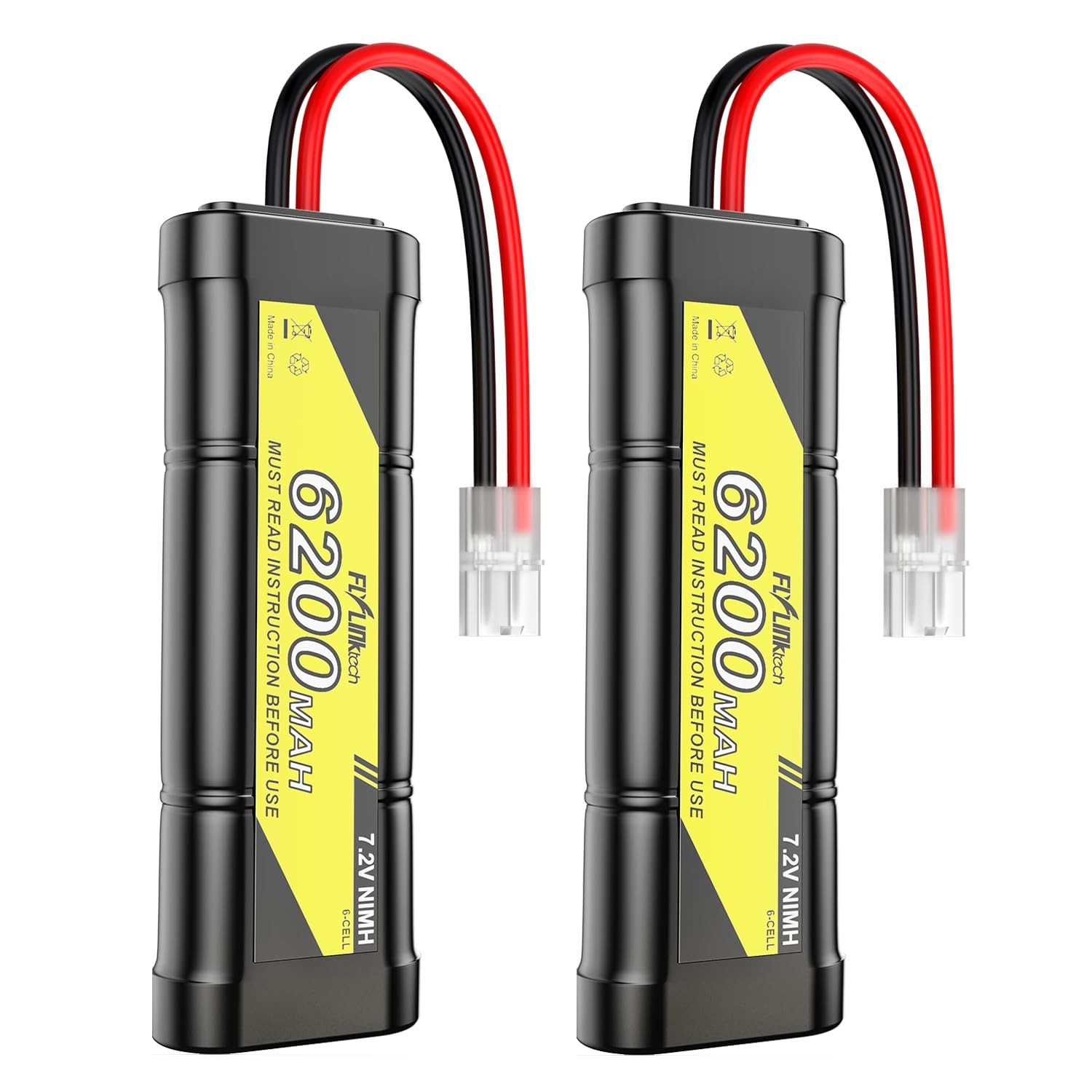 7.2V 6200mAh NIMH Battery for RC Cars, 6-Cell Flat Rechargea