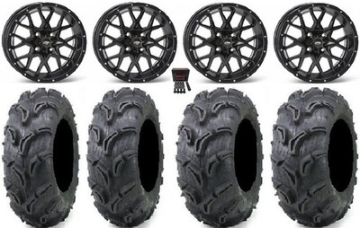 ITP Hurricane 12'' Wheels Black 27'' Zilla Tires Honda Foreman Rancher SRA