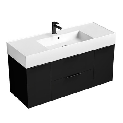 Nameeks Derin-4818-W-C Derin 48'' Wall Mounted Single Basin Vanity - Matte Black