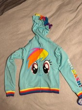 NEW - TAGS ON My Little Pony Rainbow Dash Zip Up Hoodie Kids Size 16, Women s XS