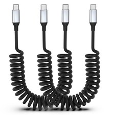 2 Pack Coiled USB C to USB C Cable, 3FT 60W USBC Fast Charging Car Charger