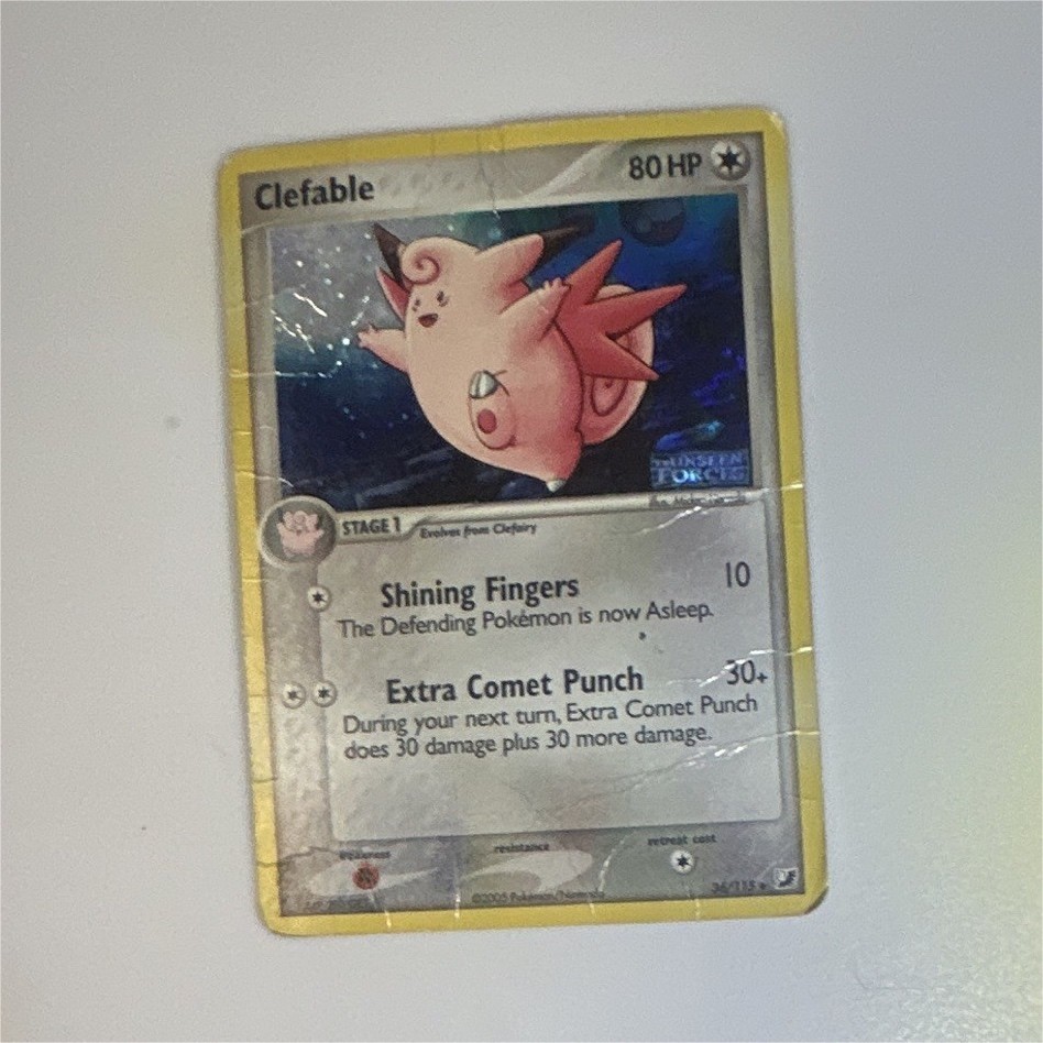 Pokemon TCG Clefable 36/115 Unseen Forces Reverse Holo CREASES