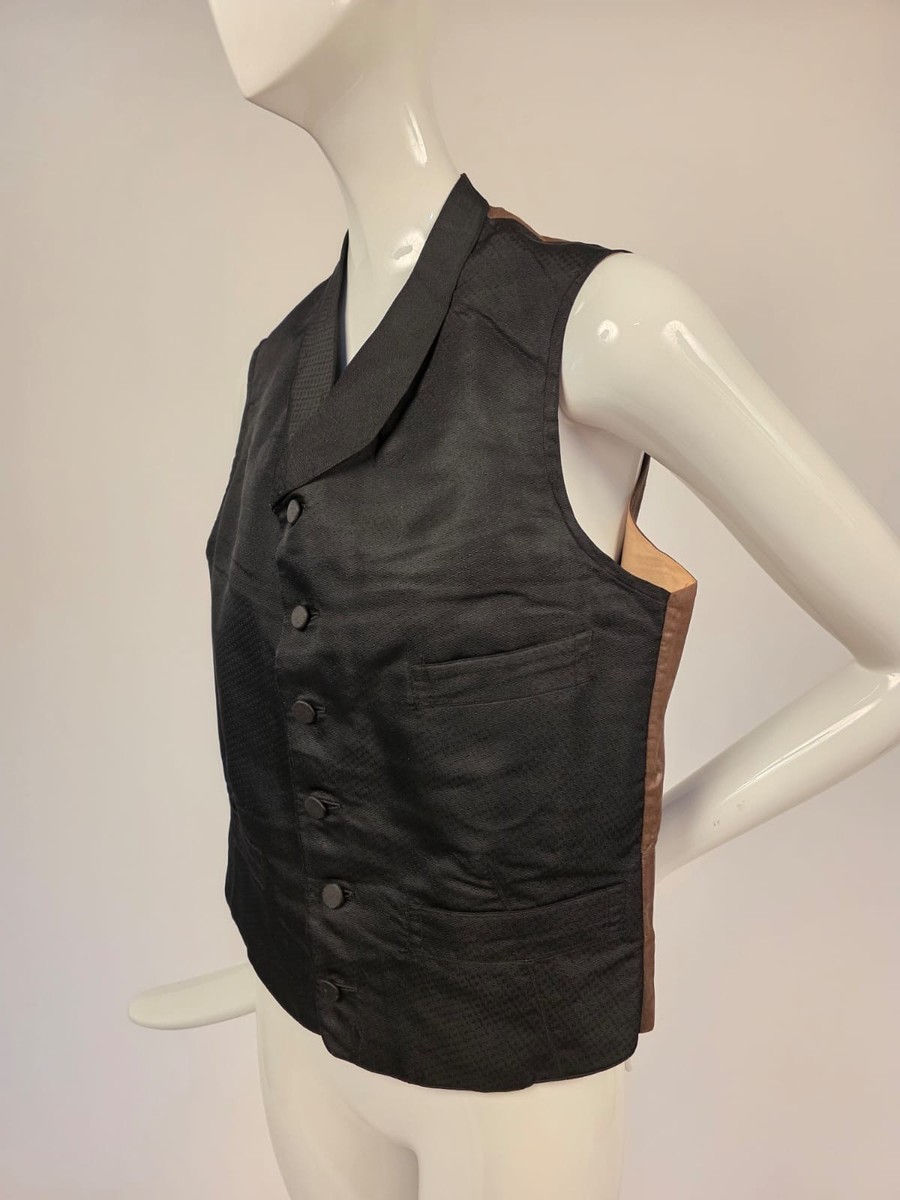 ANTIQUE 1840'S MEN'S BLACK SILK WAISTCOAT VEST W 6 BUTTON FRONT | eBay