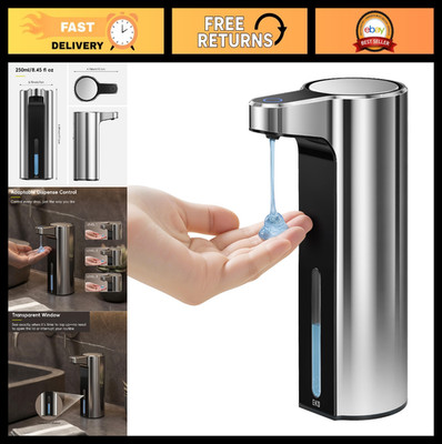 Automatic Liquid Soap Dispenser 9oz Rechargeable Kitchen Bathroom Chrome Adjusta