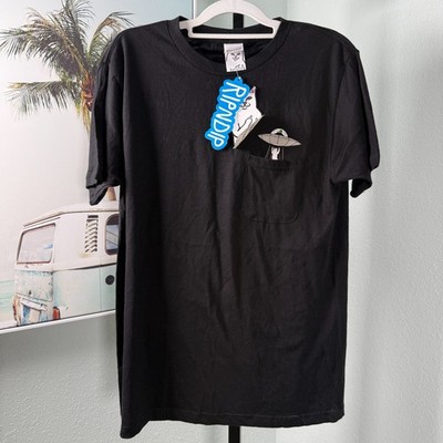 RIPNDIP Men s Black Cats Alien Abduction Pocket T-Shirt Size Medium NEW!!!