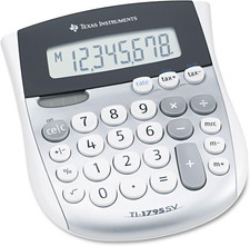 Texas Instruments TI-1795SV Solar Desktop Calculator Silver Compact Office