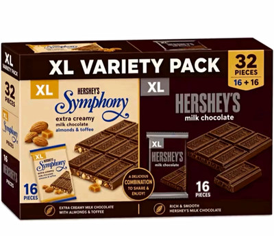Hershey's Symphony XL Variety Pack Milk Chocolate Almond Toffee 32 ct Box
