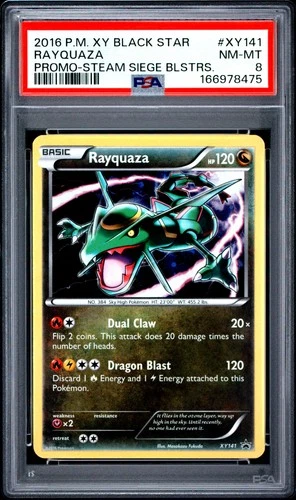 PSA 8 Rayquaza XY141 Black Star Promo Holo Steam Siege Blisters POKEMON