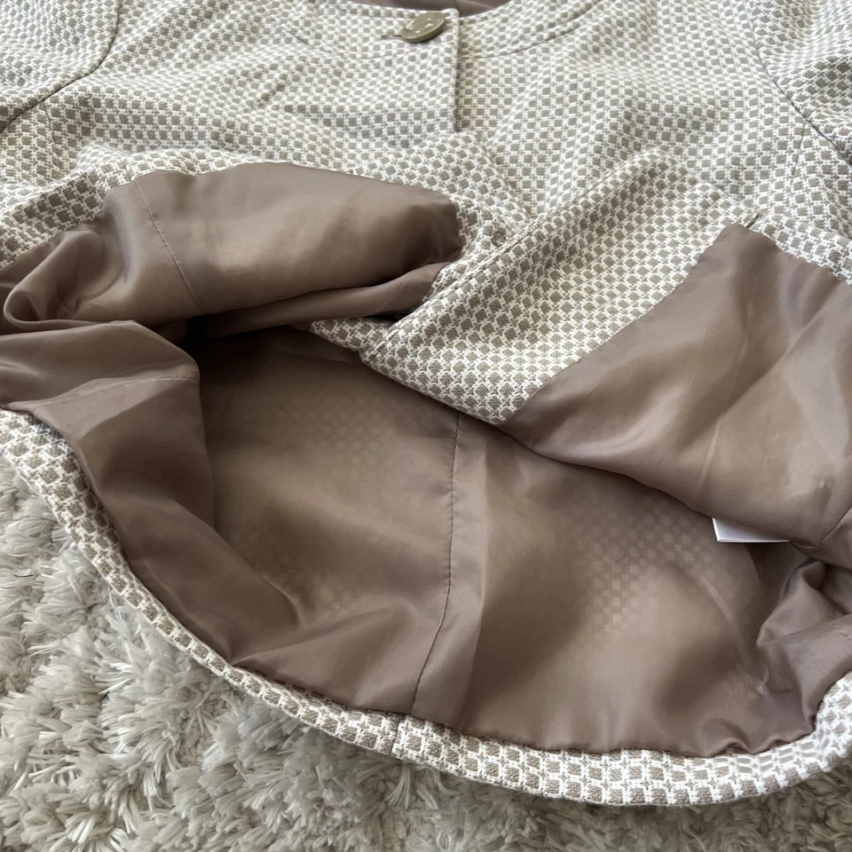 Blazer Covington Vintage Retro Para Mujer PEQUEÑO Mangas 3/4 Beige Cuadrados Geométricos Foto 4 de 4