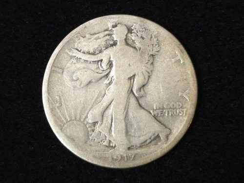 1917-S Reverse Walking Liberty Silver Half Dollar Good 100215
