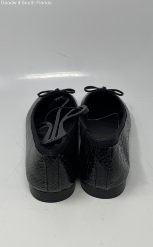 H&M Womens Black White Snakeskin Leather Bow Ballet Flats Shoes Size 9 - Picture 3 of 7