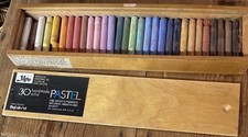 Vintage Yarka Handmade Artist Pastels 29 Pieces In Original Wooden Slide Lid Box