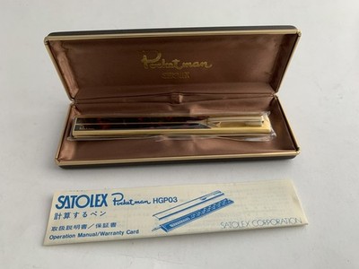 VINTAGE NOS HI-TECH GADGET SATOLEX POCKETMAN HGP03 GREEN COLR CALCULATOR PEN, AS