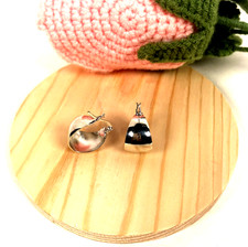 925 Solid Sterling Silver Hoop Huggie Earrings-Oval Shape - 17mm Wide