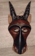 Vintage Haiti Hand Carved Wooden Animal Mask Great Details