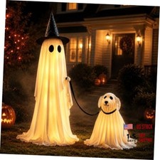 Halloween Ghost Dog Decorations 2 Pack Light Up Outdoor Yard Lawn Decor 