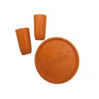 Vintage Barbie Orange Serving Tray & Tumblers Go-Together Set