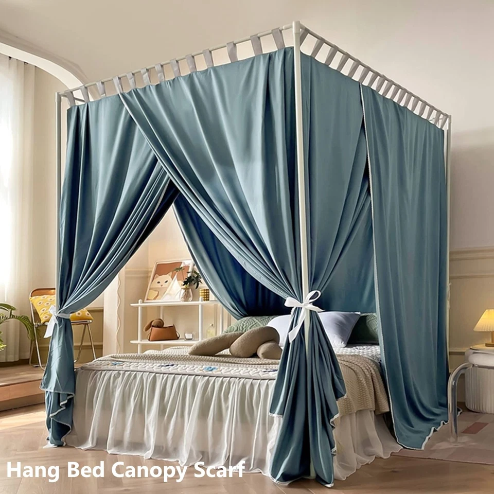 Marco de cama California King Size con postes de metal engrosado, cuatro esquinas... Foto 4 de 4