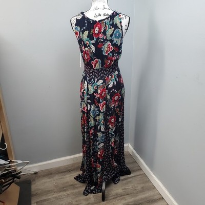 old navy blue floral long sleeve dress 1940s Navy Blue Silk Cream Green Floral Balloon Sleeve Dress  Breath Of  the Earth