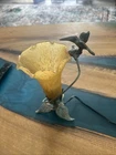 Vintage Tiffany Style Hummingbird Tulip Flower Lamp Brass Base  H:10.5” x 4”W