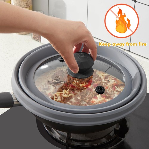 Microwave Splatter Cover Vented Glass Cover Splatter Guard Lid with Collapsib... - Picture 7 of 8