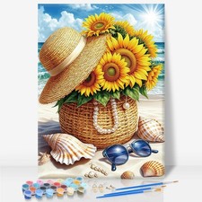 Framed Paint by Numbers Kit for Adults - Sunflower Paint by Numbers with Fram...