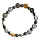 St. Benedict Hematite Stretchable Bracelet - Exorcism - Blessed By Pope