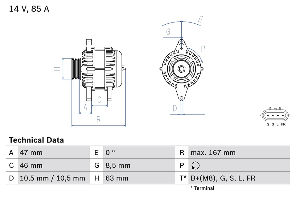 Alternator fits SMART FORFOUR 1.1 04 to 06 M134.911 Bosch 1351540202 Quality - Image 2 of 4