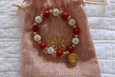 Rustic Cuff Red Clear Crystal Beaded Bracelet...