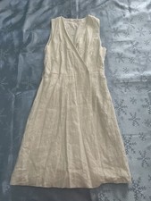 MNG Mango Dress Women 2 Wrap Button Front , White Mini Linen Sleeveless