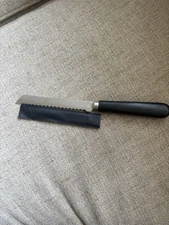 Vintage DEGLON  Stainless Serrated Knife  ~ 4 3/4” Blade  ~ Black Handle France