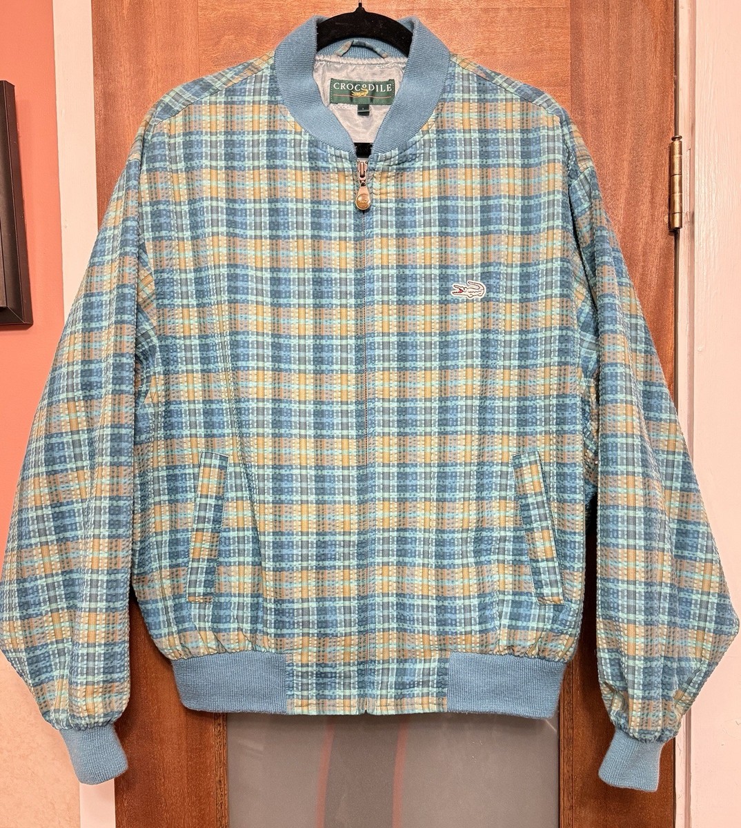 Crocodile International Men's Vintage Plaid Zippered Lined Bomber
