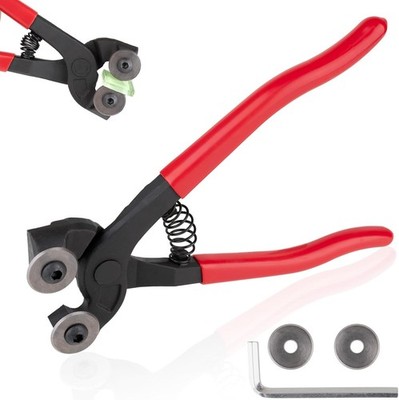 Glass Tile Nippers 7 Inch Heavy Duty Wheeled Mosaic Cutting Tool Red