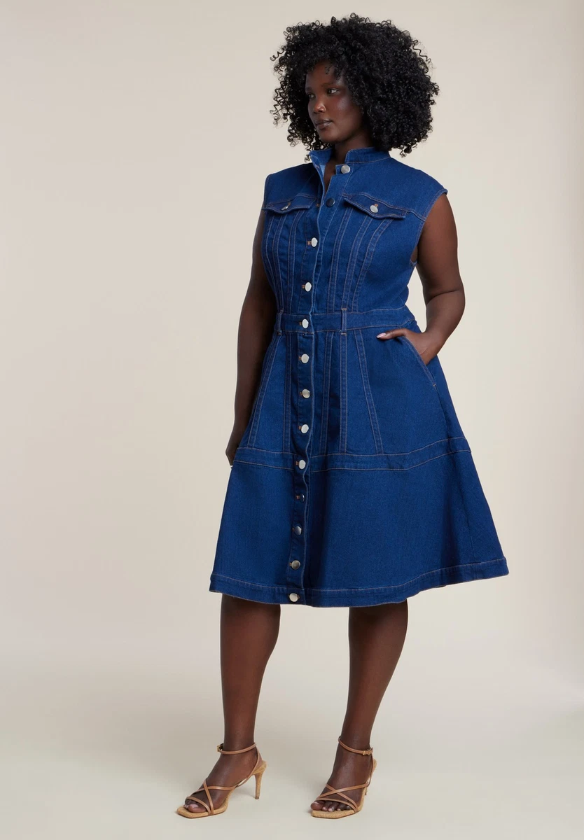 plus size denim dresses for older ladies Denim Plus Size Dresses for Women for sale