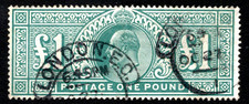 EDWARD VII NICE USED £1 GREEN.