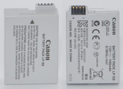 Original Canon LP-E8 Akku Batterie 650D 700D 550D 600D Zt. Gut #1+1