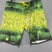 Pelagic Board Shorts Adult 40x11 Dorado Green Pockets Sharkskin Fishing Offshore