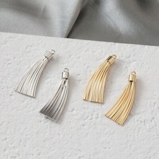 6pcs Long Bar Tassels Charm, Gold/Silver Tassels Earring Pendant With Loop
