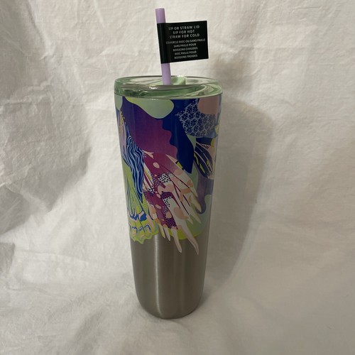 Starbucks Cup Canna Lily Butterfly Stainless Tumbler 24 Ounce With Straw Floral - Picture 5 of 12
