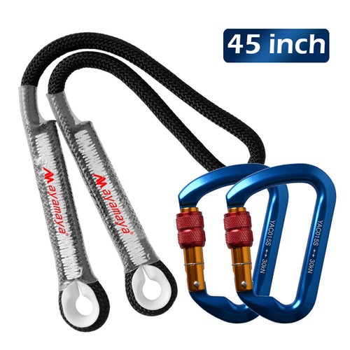 30KN Climbing Locking Carabiner + Rescue Eye to Eye Loop Prusik Rock Rope Cord - Picture 26 of 26